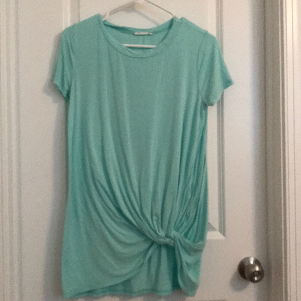 Teal side knot top